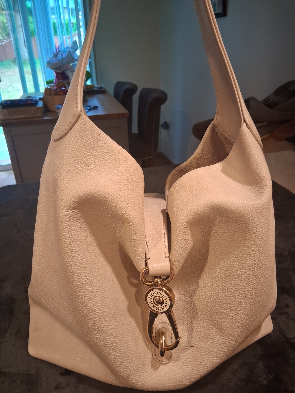 Dooney & Bourke Pebble Leather Hobo Bag in Creamy GREY